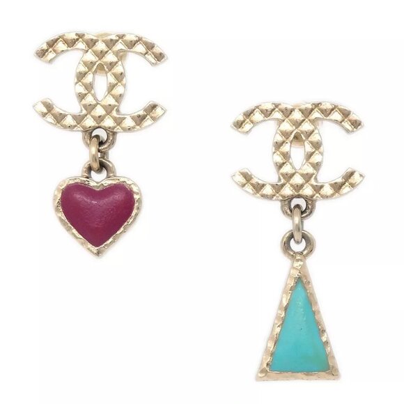 Chanel Dangle Pierced Earrings Gold - Picture 1 of 4